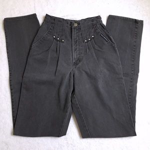 80s 90s Vintage Charcoal Black High Waisted Jeans